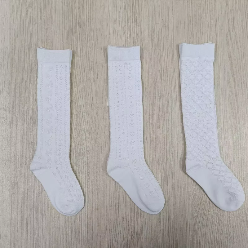White-Color-Cotton-Kids-Summer-Socks-Uniform-School-Custom-Child-Socks-Factory-Directly-School-Knee-High-Socks