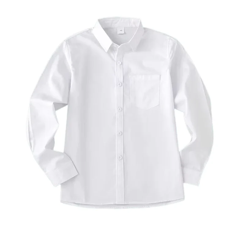 White-Cotton-Childrens-Pure-White-Shirt-with-Long-Sleeves-Suitable-for-School-Uniform-and-Performance-Attire-for-Students
