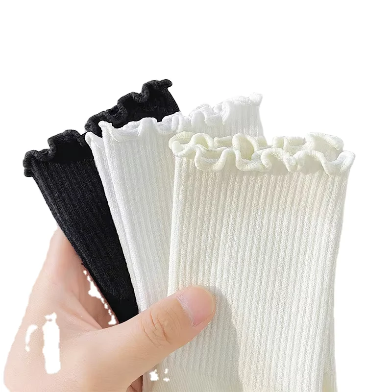 White-Cotton-Lettuce-Trim-Ruffle-Slouch-Seamless-Crew-Socks-for-Kids-Girls-School-Uniform