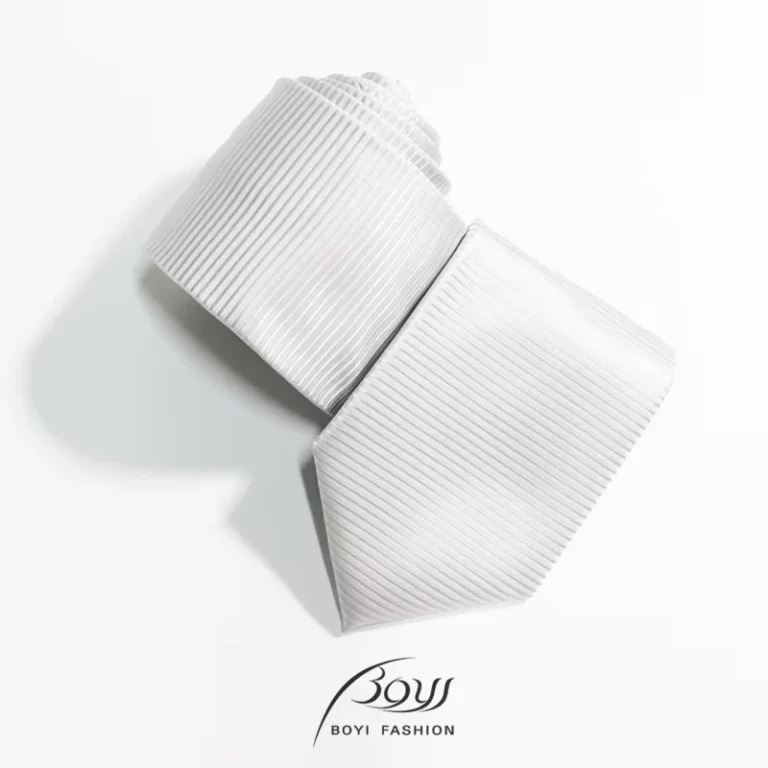 White-Horizontal-Striped-Simple-High-End-Durable-Formal-Polyester-Tie