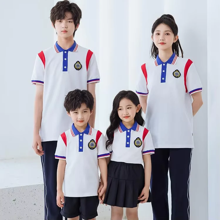 White-Polo-Shirt-With-Factory-Custom-logo-Skirt-and-Shorts-Pants-Modern-Boys-and-Girls-School-Uniform