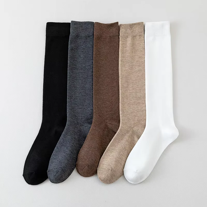 White-School-Kids-Cotton-Stocking-Women-Solid-Sweat-Absorbent-Schools-Uniform-Knee-High-Socks-Girls