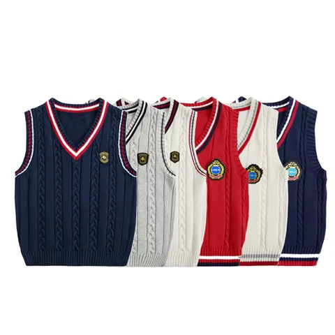 Winter-Knitted-Cotton-School-Uniforms-Girls-Solid-Pattern-Sweaters-and-Boys-Childrens-Clothing