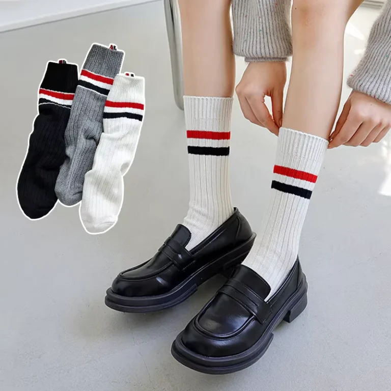 Women-Japanese-Style-Striped-Slouch-Crew-Socks-Thick-Ribbed-Mid-Calf-Long-Socks-Preppy-School-Uniform-All-Match-Autumn-Winter