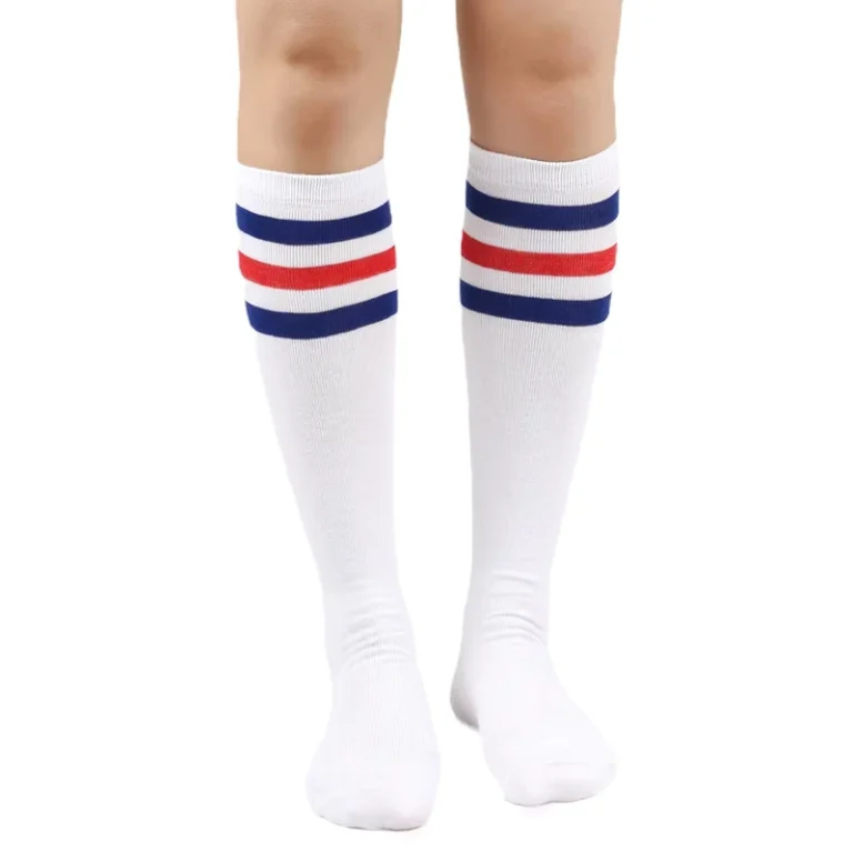 Women-Knee-High-Cuff-Logo-Socks-Three-Stripes-Sport-Basketball-Uniform-Knitted-Breathable-Summer-Soft-Touch-White-School