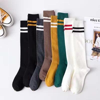 Women-Sports-Fashion-Striped-Uniforms-Cotton-School-Knee-Socks