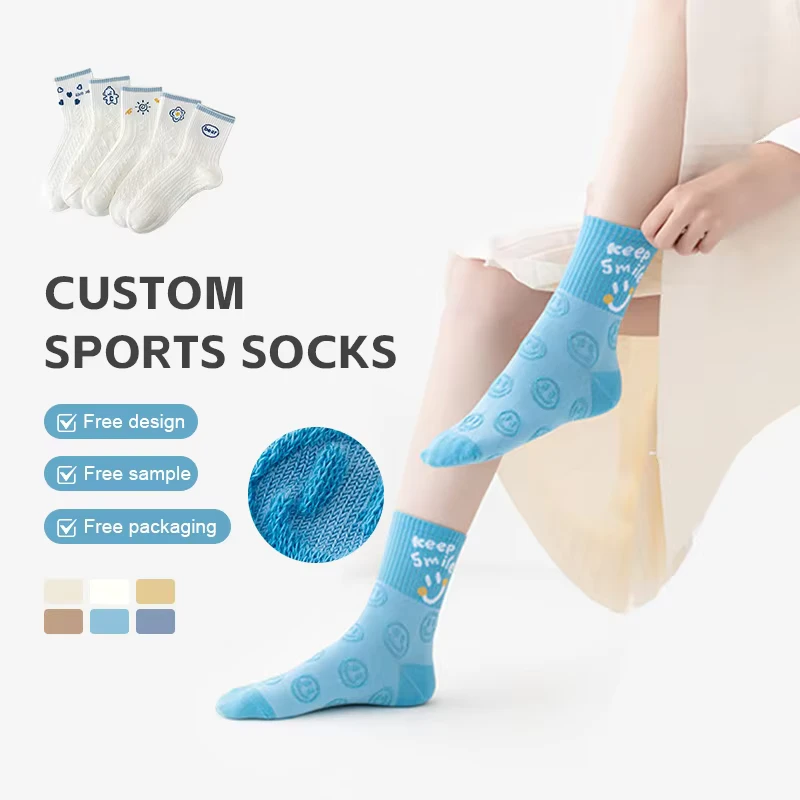 Womens-Mid-Calf-College-Style-Socks-Autumn-Winter-Floral-Cotton-Breathable-Cute-Warm-Crew-Socks-for-School-Daily-Wear