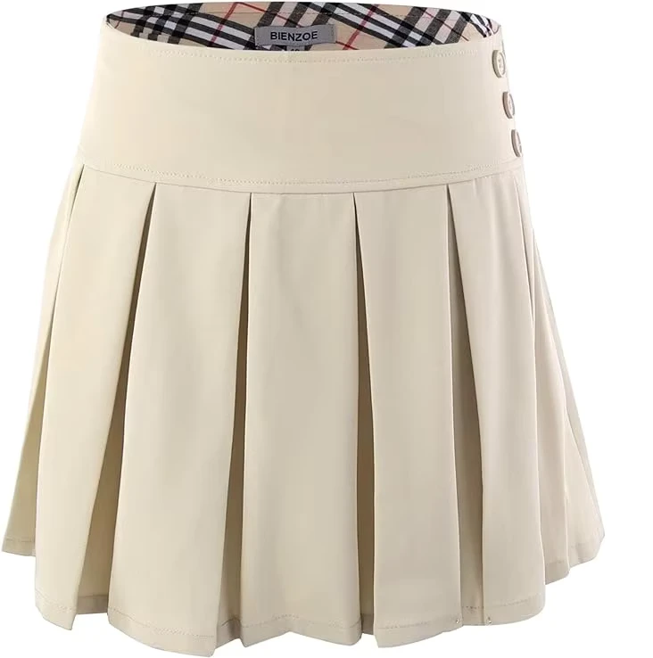 Womens-Pleated-High-Waist-Solid-School-Uniform-Skirt