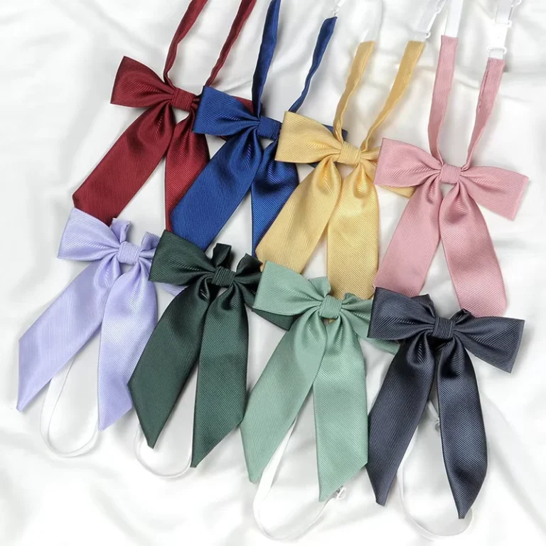Womens-Polyester-Solid-Color-Jk-Long-Bow-Tie-School-Uniform-Accessory-for-Clerk-and-Girls-Student