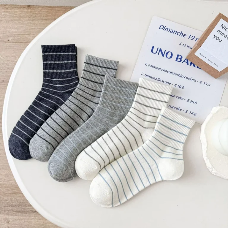 Womens-Striped-Mid-Length-Crew-Socks-Japanese-Style-Academic-Style-Simple-Sports-Socks-for-Spring-Summer-Trendy-Knitted