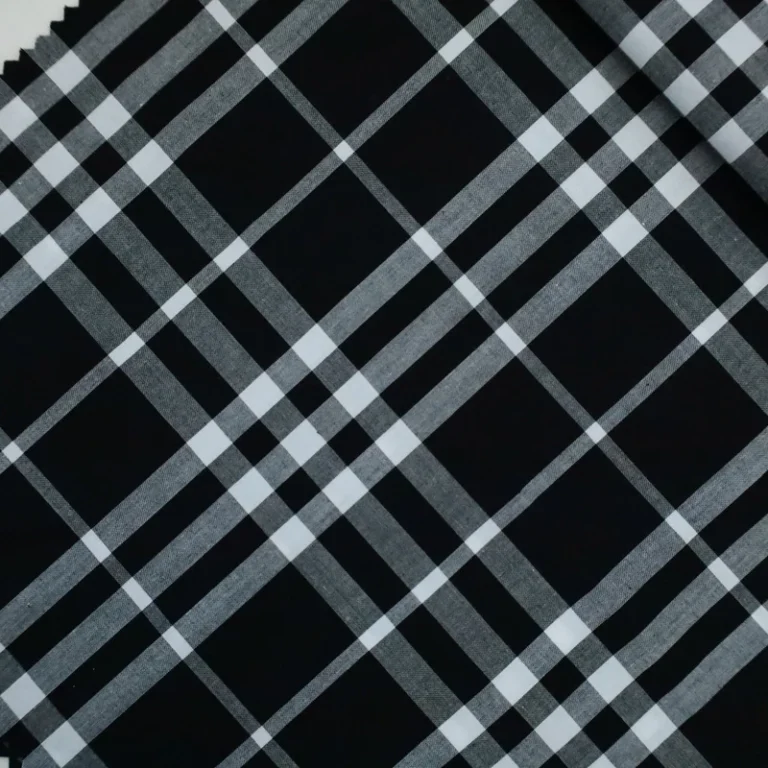 Womens-Tartan-Check-Plaid-Fabric-100-Cotton-40S-95gsm-Black-White-Woven-Shirt-Dress-Pants-for-Home-Textile-Lining-Girls