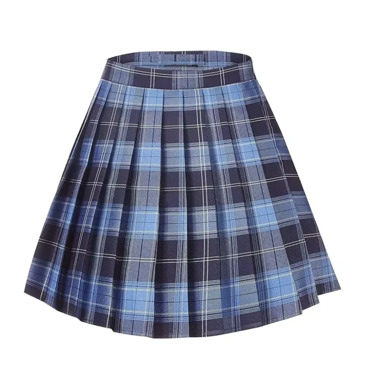 Womens-Uniforms-Plaid-Pleated-Mini-Skirt