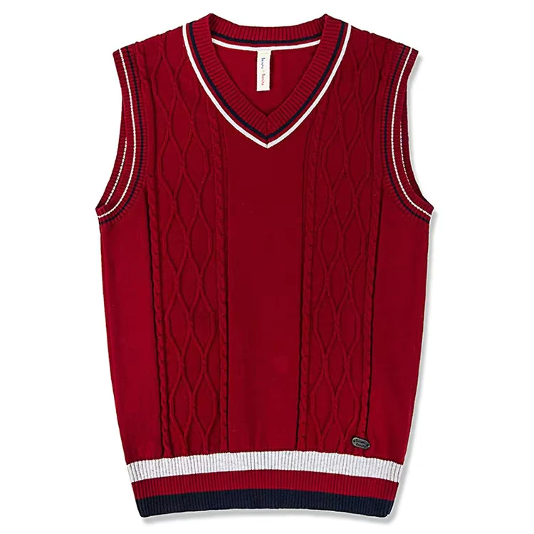 Woolen-Pullover-Sleeveless-Cotton-Knit-Baby-Vest-Kids-Sweater-V-Neck-Children-High-Visibility-School-Uniforms-Sweater
