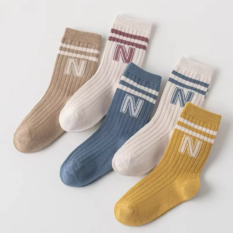 Xiangyi-Chaussette-Pour-Bebe-Crew-Boys-Girls-Classic-Cotton-School-Uniform-Child-Breathable-Letter-Casual-Socks