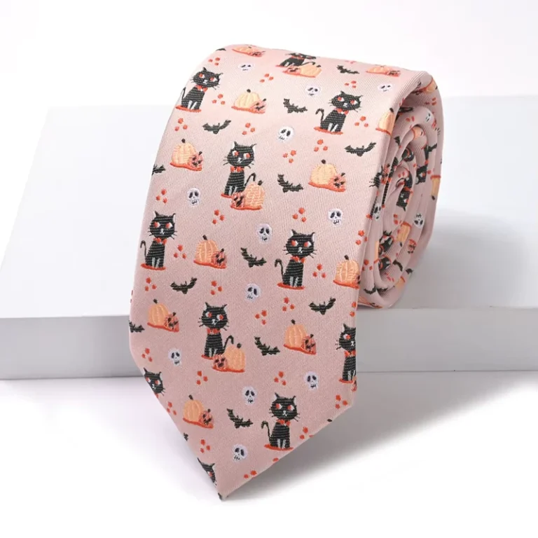 Yili-Halloween-Tie-Mens-Business-Casual-Black-Cat-Pumpkin-Bat-Skull-Polyester-Tie-Accessories