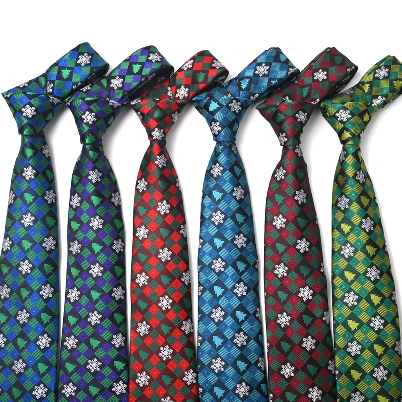 Yili-New-Christmas-Style-Mens-Plaid-Tie-with-Snowflake-Christmas-Tree-Pattern-Business-and-Leisure-Holiday-Outfits