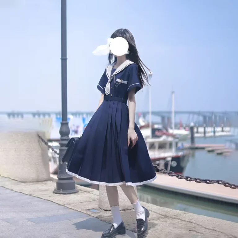 Yinfan-Navy-Uniform-Mid-Length-Skirt-for-High-Schoolgirls